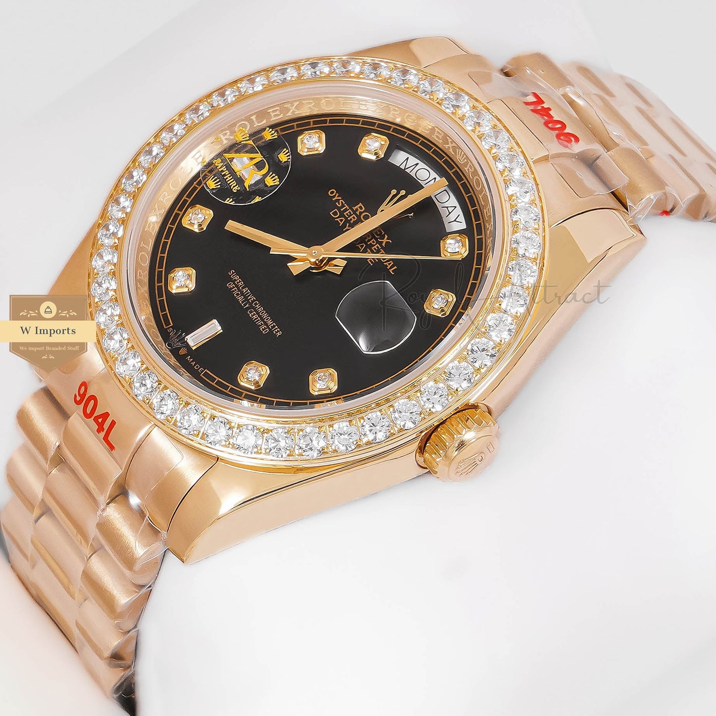 LATEST COLLECTION 40 YELLOW GOLD WITH BLACK DIAL STONE BEZEL AUTOMATIC WATCH ZR FACTORY