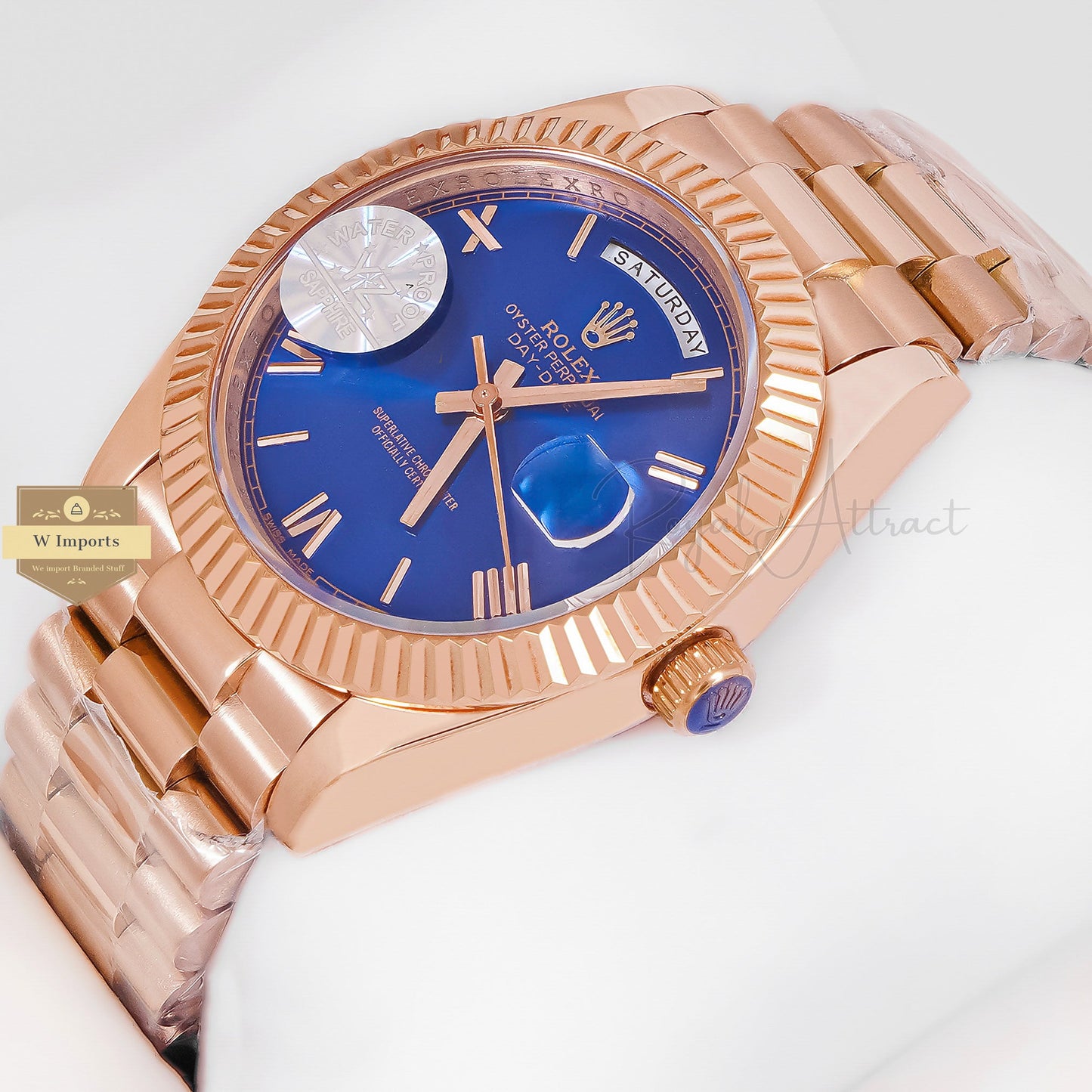 New Arrival 40 Rose Gold With Blue Dial Roman Numeral & Fluted Bezel Yz Factory