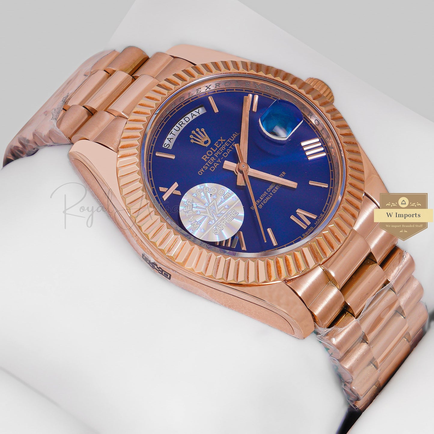 New Arrival 40 Rose Gold With Blue Dial Roman Numeral & Fluted Bezel Yz Factory