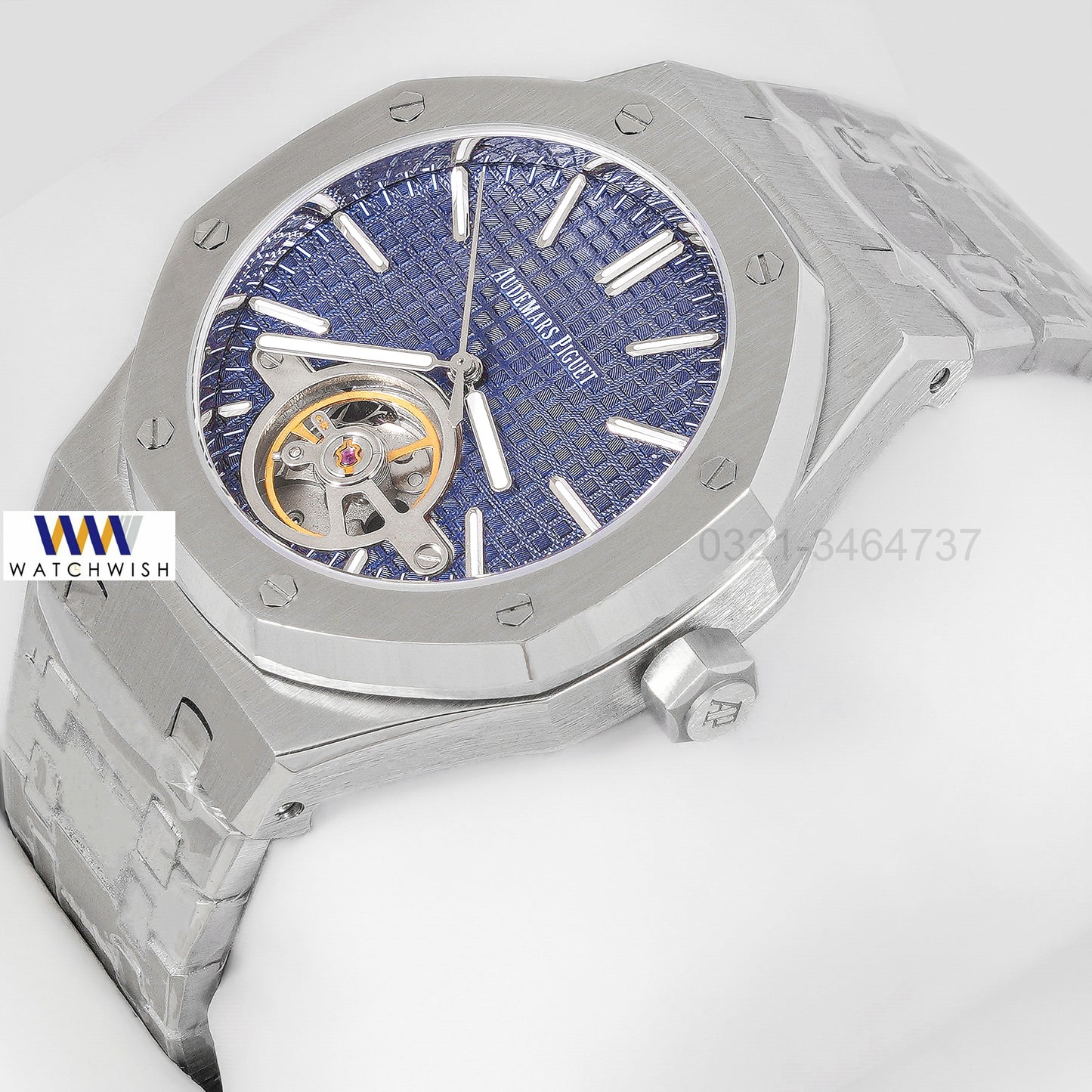 Latest Collection Tourbillon Silver With Blue Dial Automatic Watch