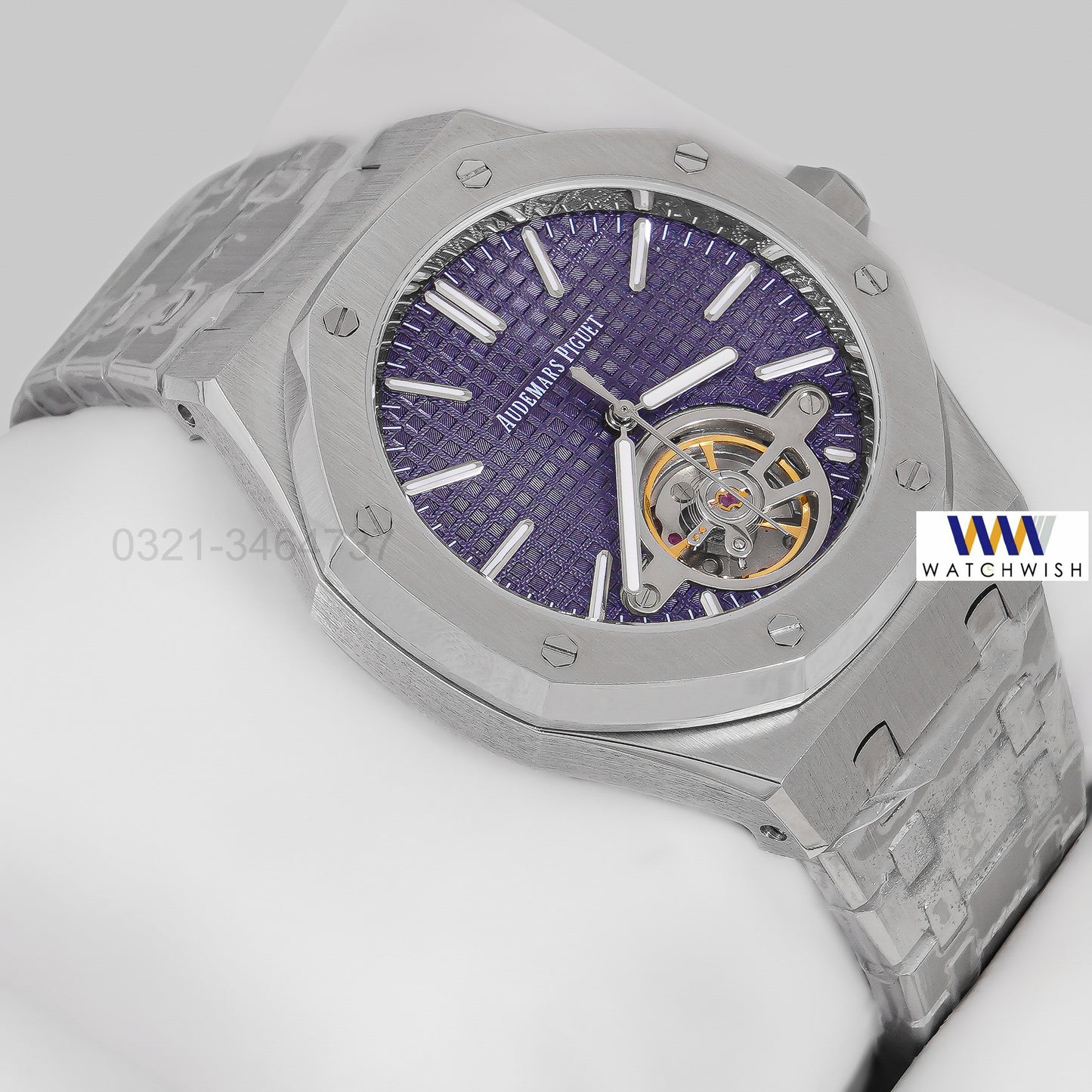 Latest Collection Tourbillon Silver With Blue Dial Automatic Watch