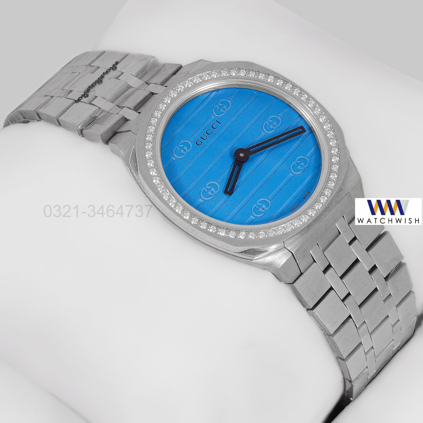Latest Collection Silver With Tiffany Blue Dial Stone Bezel Ladies Watch