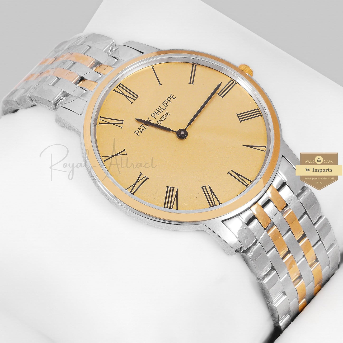 Latest Collection Two Tone Yellow Gold With Dial Chain Watch
