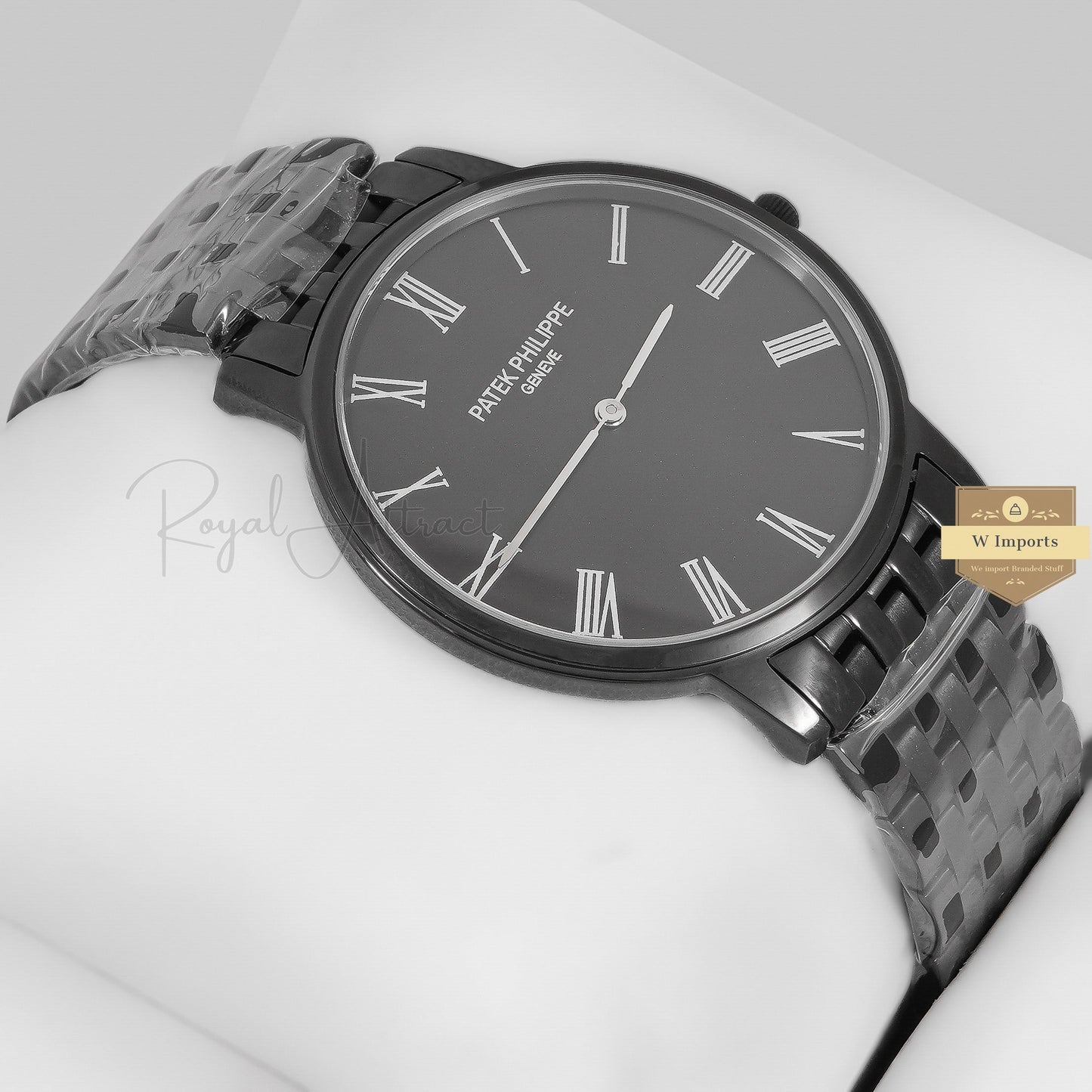 Latest Collection All Black With Dial Roman figure Chain Watch