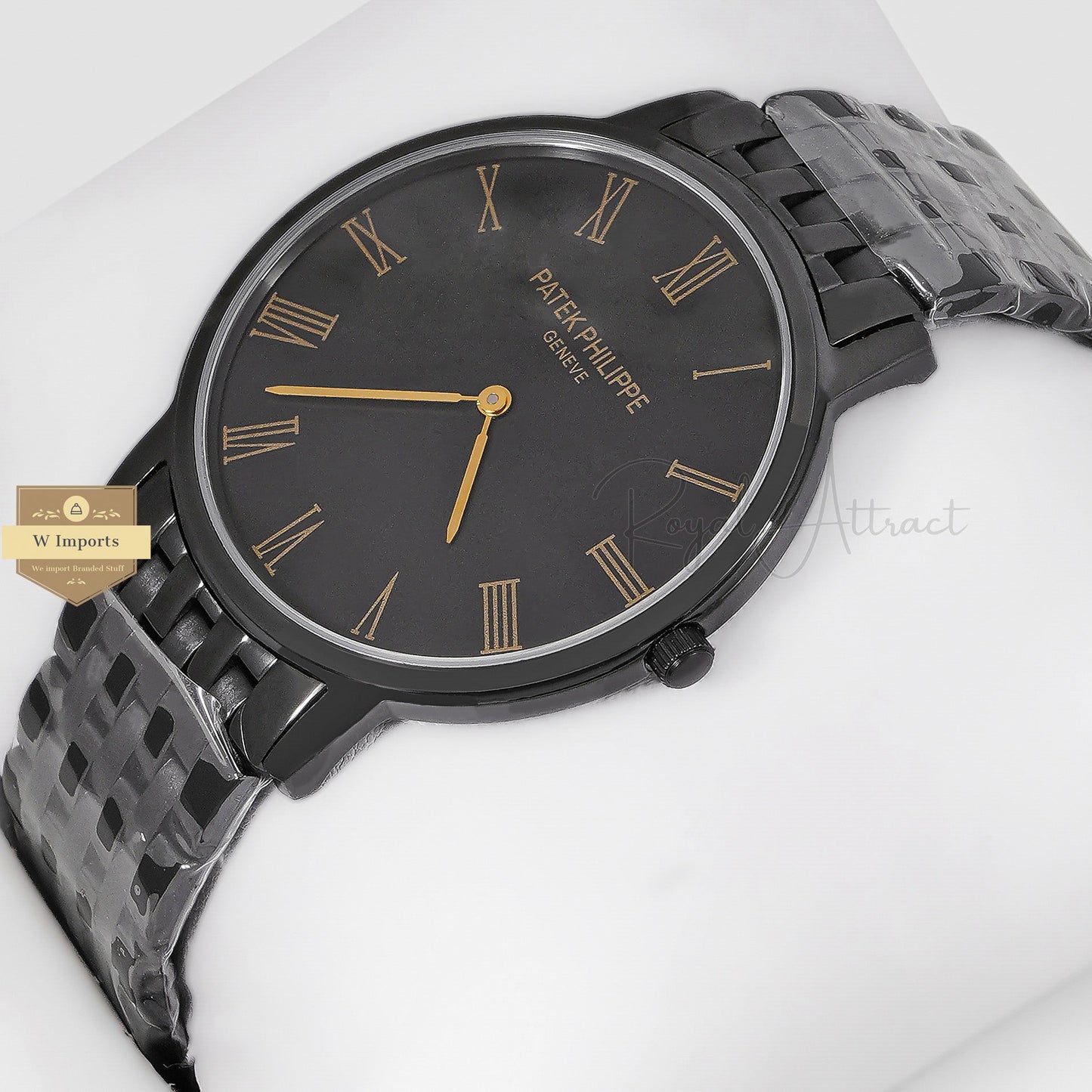 Latest Collection All Black With Dial Roman figure Chain Watch