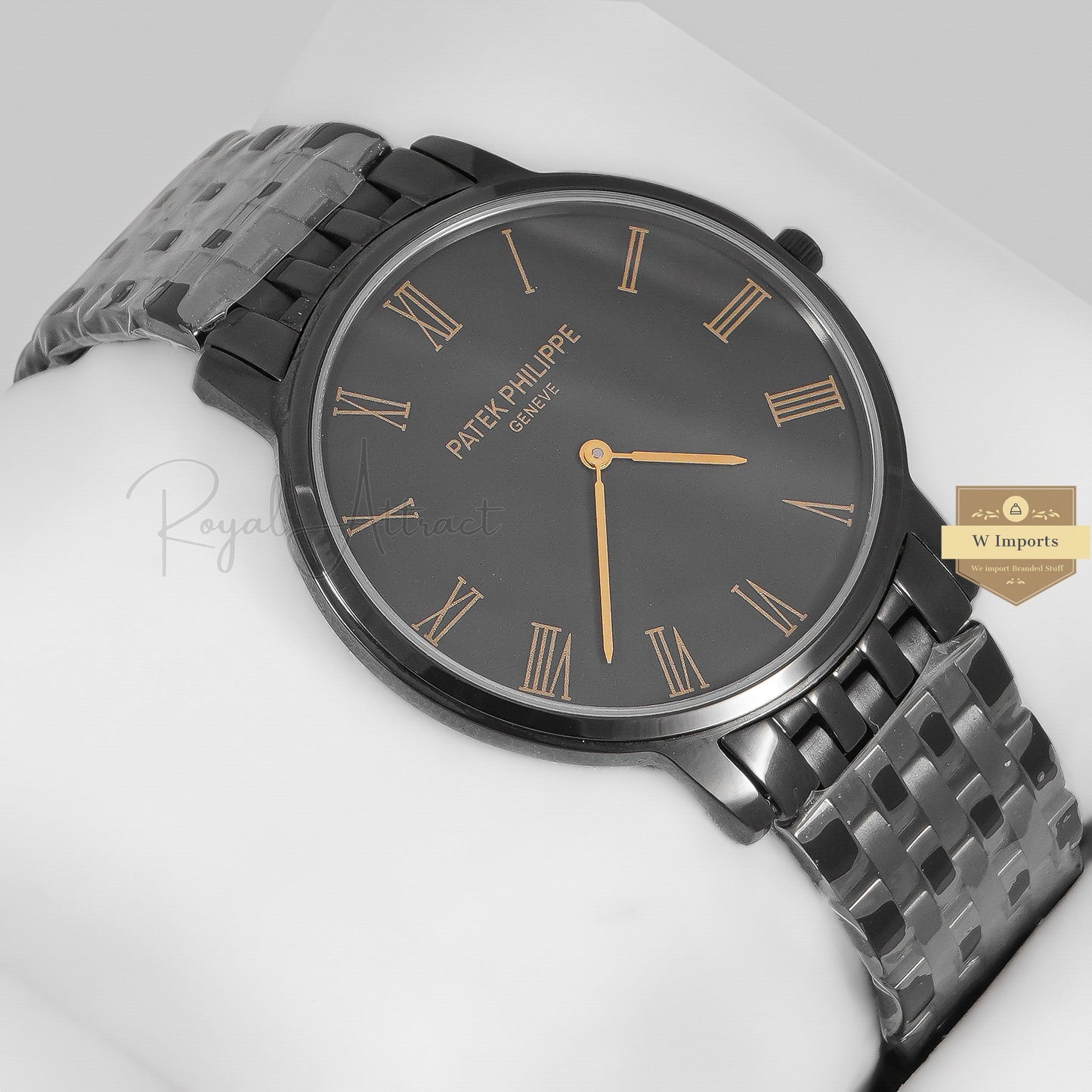 Latest Collection All Black With Dial Roman figure Chain Watch