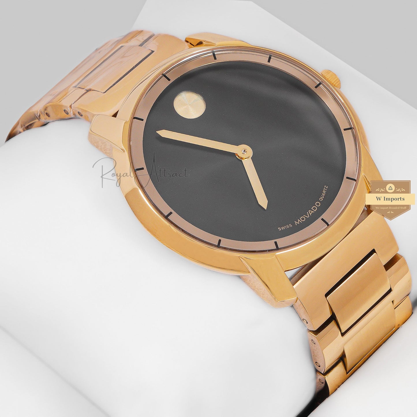 LATEST COLLECTION YELLOW GOLD WITH BLACK DIAL CHAIN WATCH