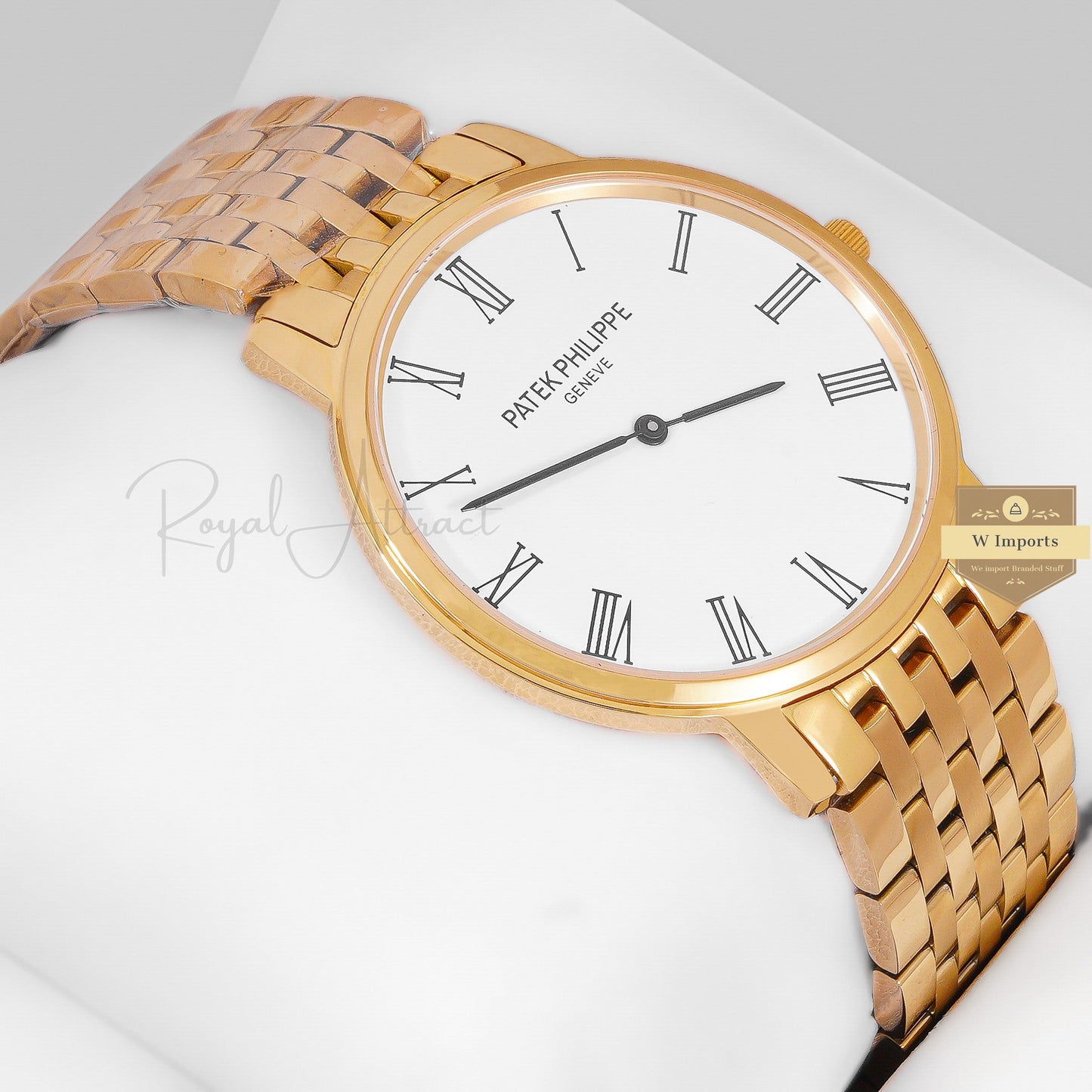 Latest Collection Yellow Gold With White Dial Chain Watch