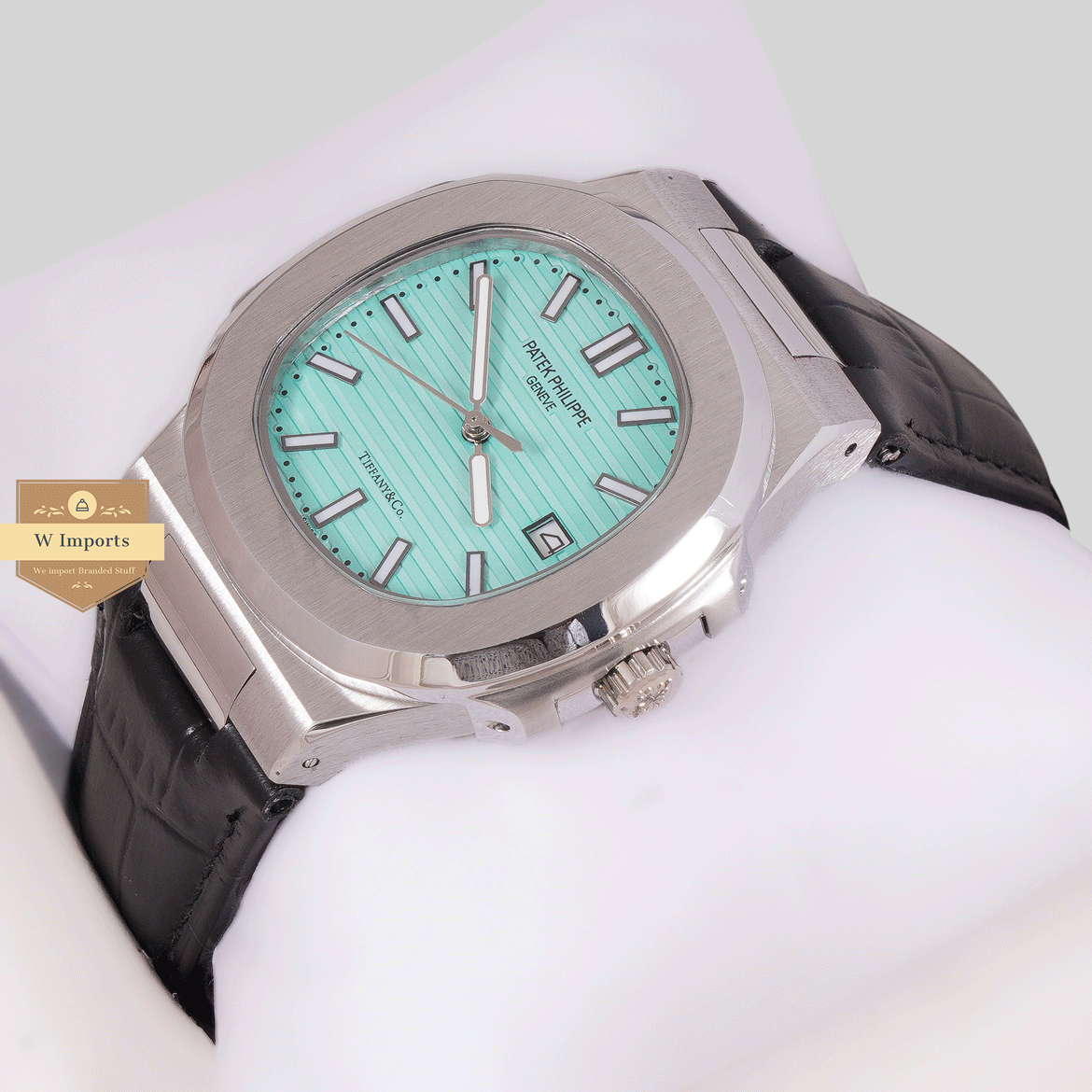 Latest Collection Silver Case With Tiffany Blue Dial & Black Leather Strap