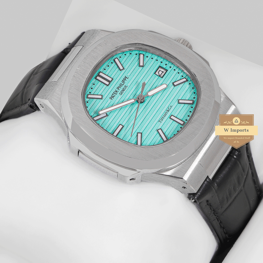 Latest Collection Silver Case With Tiffany Blue Dial & Black Leather Strap