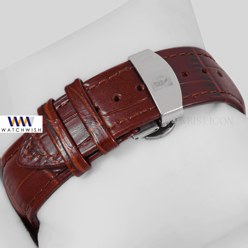LATEST COLLECTION CHRONOGRAPH ROSE GOLD CASE WITH WHITE DIAL & BROWN LEATHER STRAP
