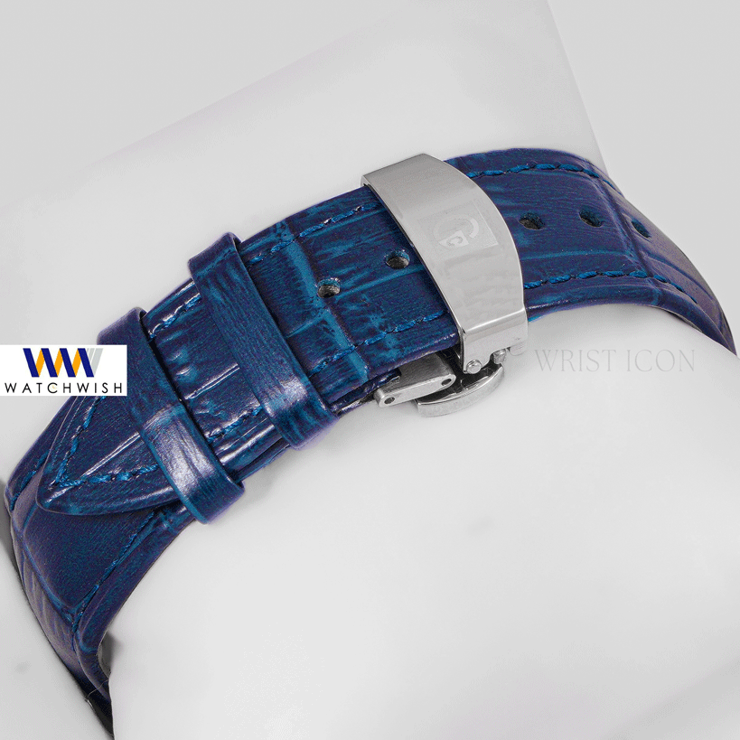 LATEST COLLECTION CHRONOGRAPH YELLOW GOLD CASE WITH BLUE DIAL & BLUE LEATHER STRAP