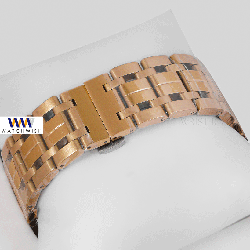 LATEST COLLECTION CHRONOGRAPH YELLOW GOLD CASE WITH BLACK DIAL CHAIN WATCH