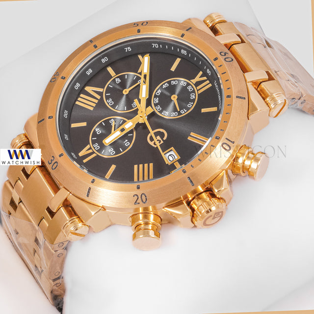 LATEST COLLECTION CHRONOGRAPH YELLOW GOLD WITH BLACK DIAL CHAIN WATCH