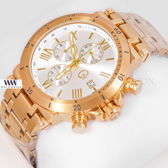 LATEST COLLECTION CHRONOGRAPH YELLOW GOLD WITH WHITE DIAL CHAIN WATCH