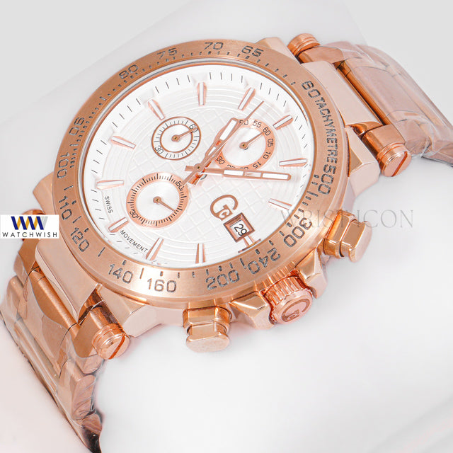 LATEST COLLECTION CHRONOGRAPH ROSE GOLD WITH WHITE DIAL CHAIN WATCH