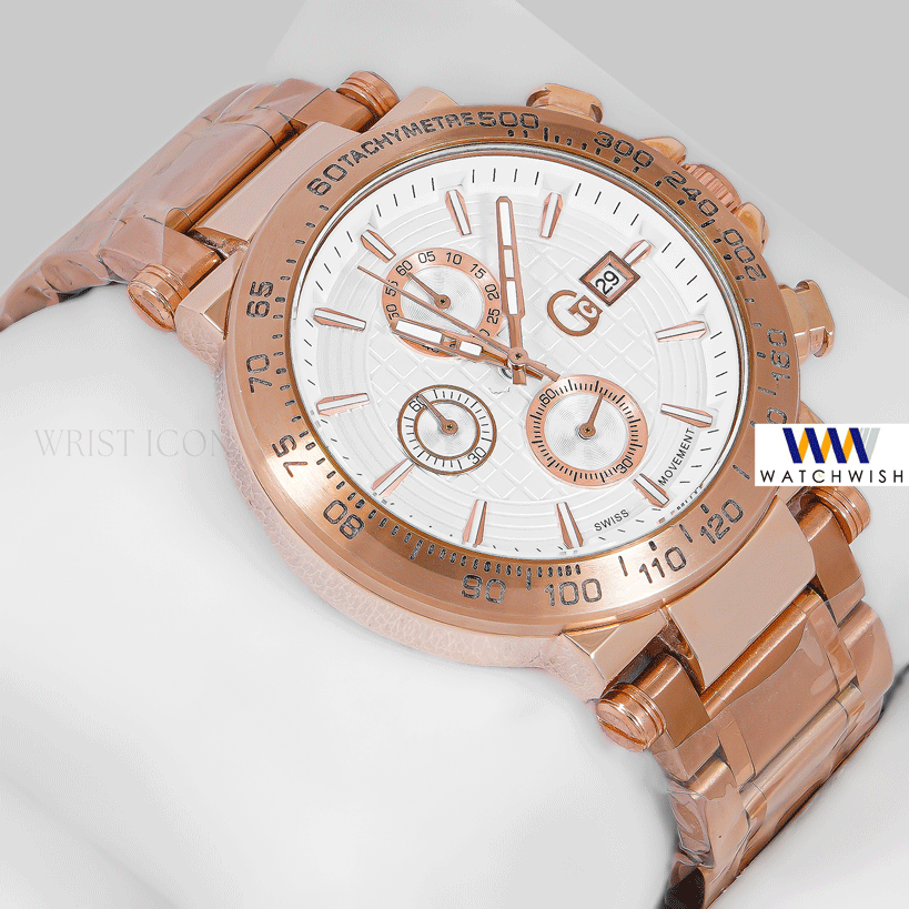 LATEST COLLECTION CHRONOGRAPH ROSE GOLD WITH WHITE DIAL CHAIN WATCH
