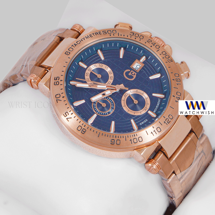 LATEST COLLECTION CHRONOGRAPH ROSE GOLD WITH BLUE DIAL CHAIN WATCH