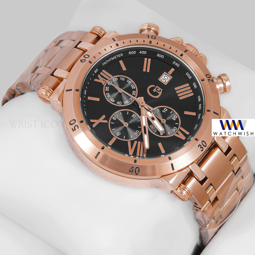 LATEST COLLECTION CHRONOGRAPH ROSE GOLD WITH BLACK DIAL CHAIN WATCH