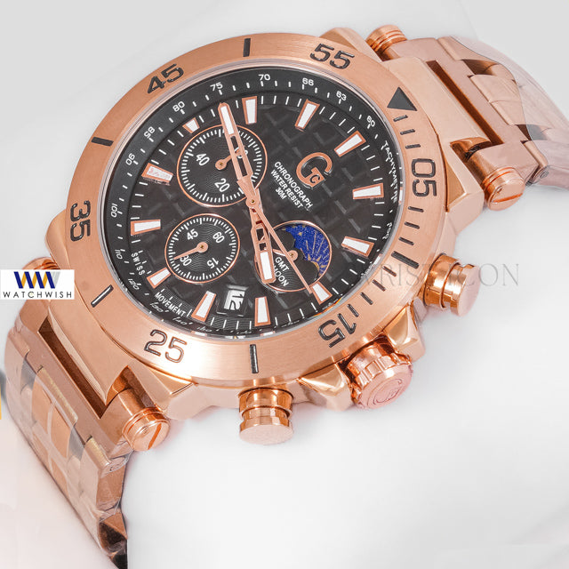 LATEST COLLECTION CHRONOGRAPH ROSE GOLD WITH BLACK DIAL CHAIN WATCH
