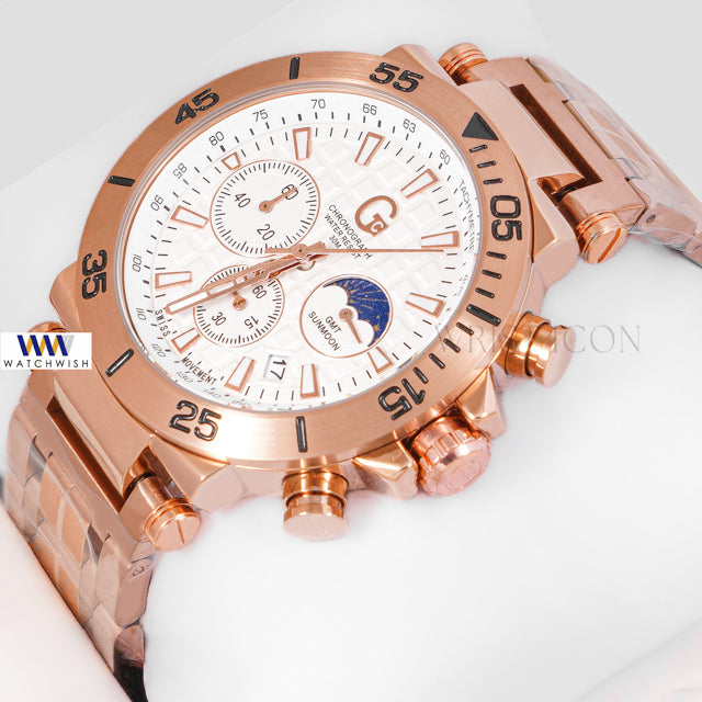 LATEST COLLECTION CHRONOGRAPH ROSE GOLD WITH WHITE DIAL CHAIN WATCH