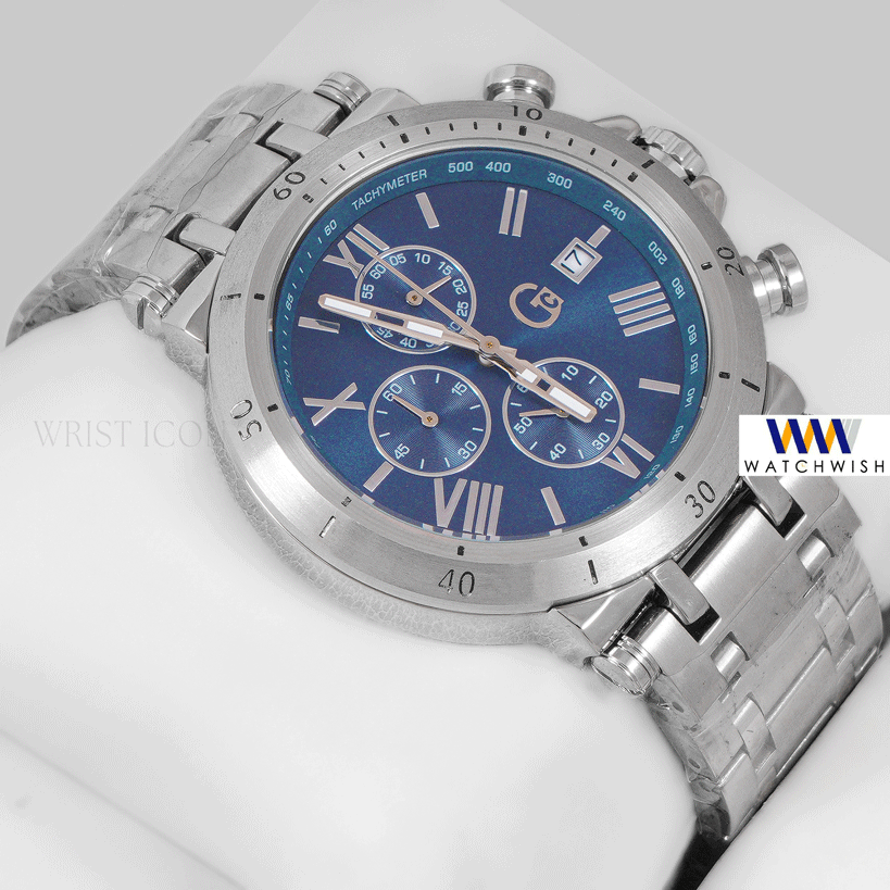 LATEST COLLECTION CHRONOGRAPH SILVER WITH BLUE DIAL CHAIN WATCH