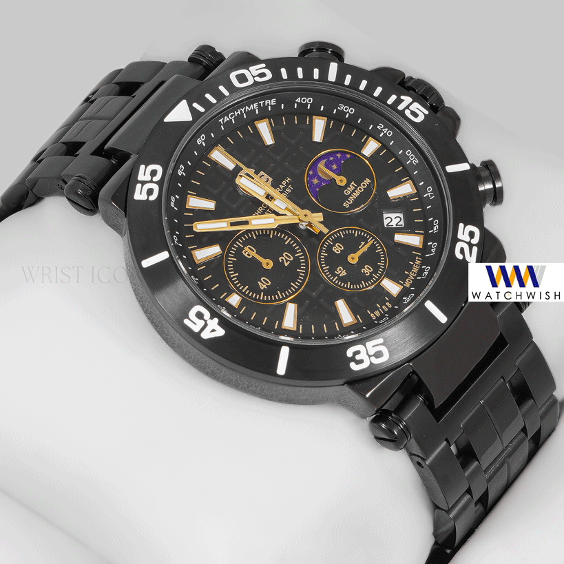 LATEST COLLECTION CHRONOGRAPH ALL BLACK WITH BLACK DIAL CHAIN WATCH