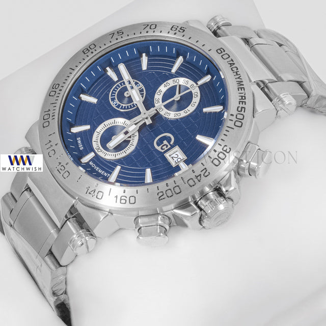 LATEST COLLECTION CHRONOGRAPH SILVER WITH BLUE DIAL CHAIN WATCH