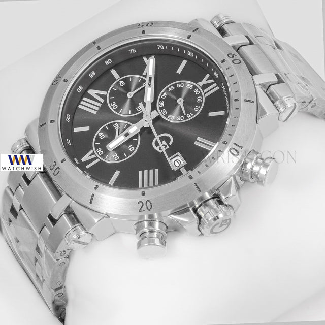 LATEST COLLECTION CHRONOGRAPH SILVER WITH BLACK DIAL CHAIN WATCH