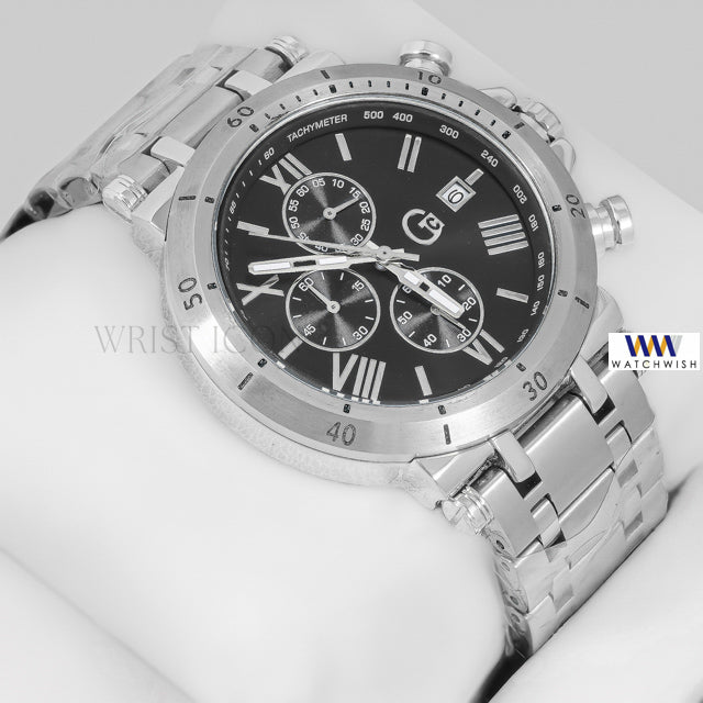 LATEST COLLECTION CHRONOGRAPH SILVER WITH BLACK DIAL CHAIN WATCH