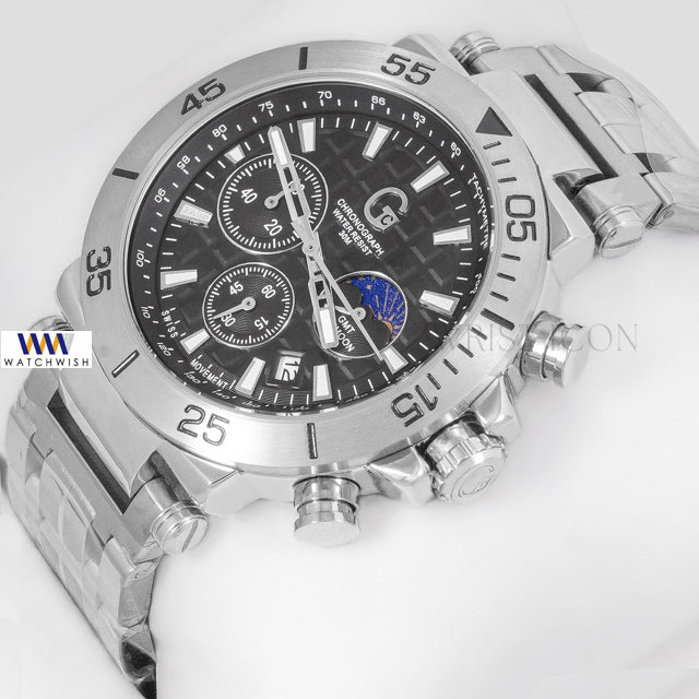 LATEST COLLECTION CHRONOGRAPH SILVER WITH BLACK DIAL CHAIN WATCH