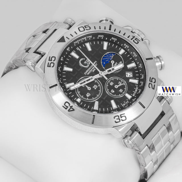 LATEST COLLECTION CHRONOGRAPH SILVER WITH BLACK DIAL CHAIN WATCH