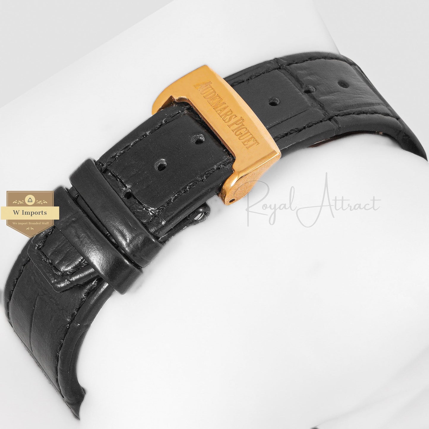 Latest Collection Chronograph Yellow Gold Case With Black Dial & Leather Strap