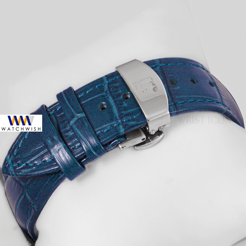 LATEST COLLECTION CHRONOGRAPH SILVER CASE WITH BLUE DIAL & LEATHER STRAP