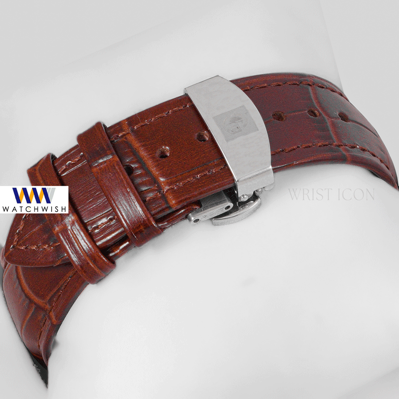 LATEST COLLECTION CHRONOGRAPH YELLOW GOLD CASE WITH WHITE DIAL & BROWN LEATHER STRAP