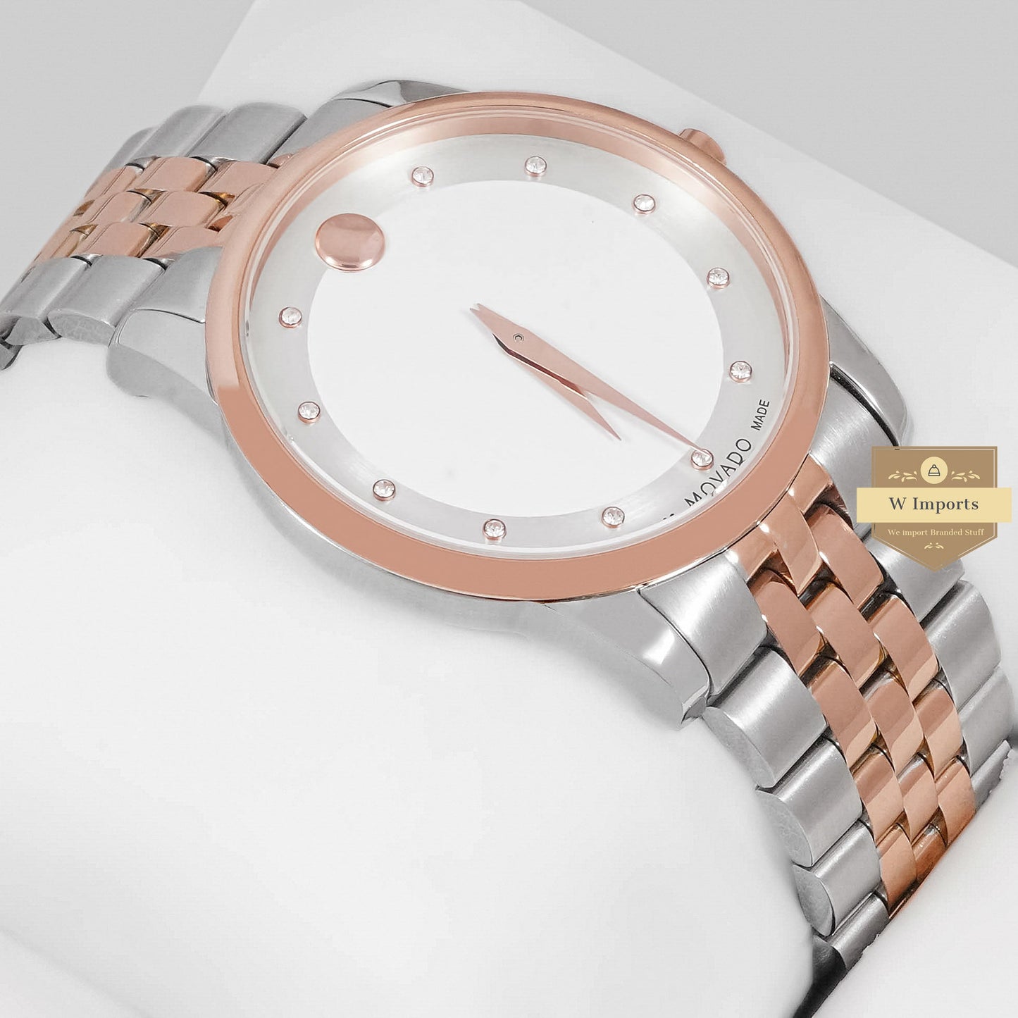 LATEST COLLECTION TWO TONE ROSE GOLD WITH WHITE DIAL & STONE FIGURE