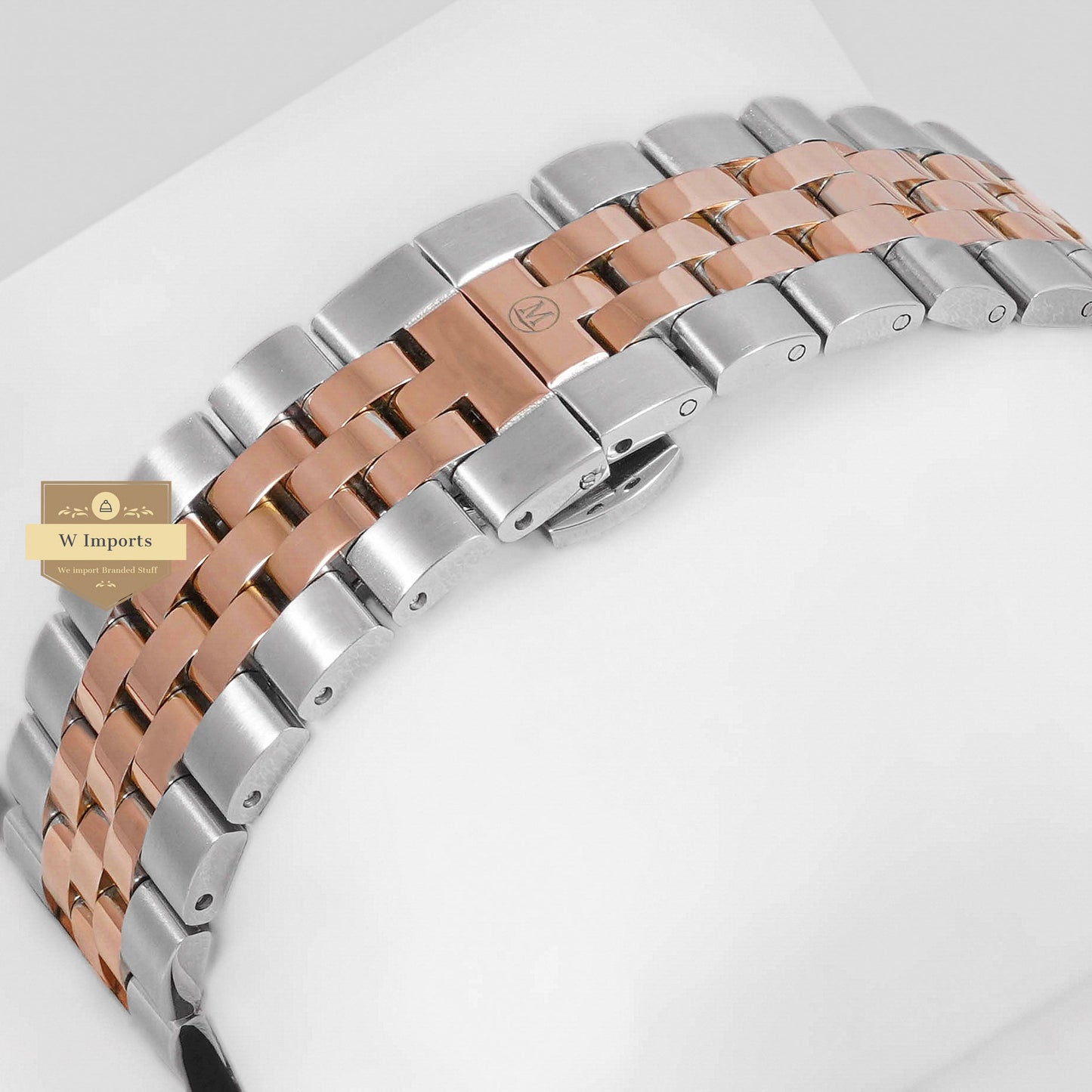 LATEST COLLECTION TWO TONE ROSE GOLD WITH WHITE DIAL & STONE FIGURE