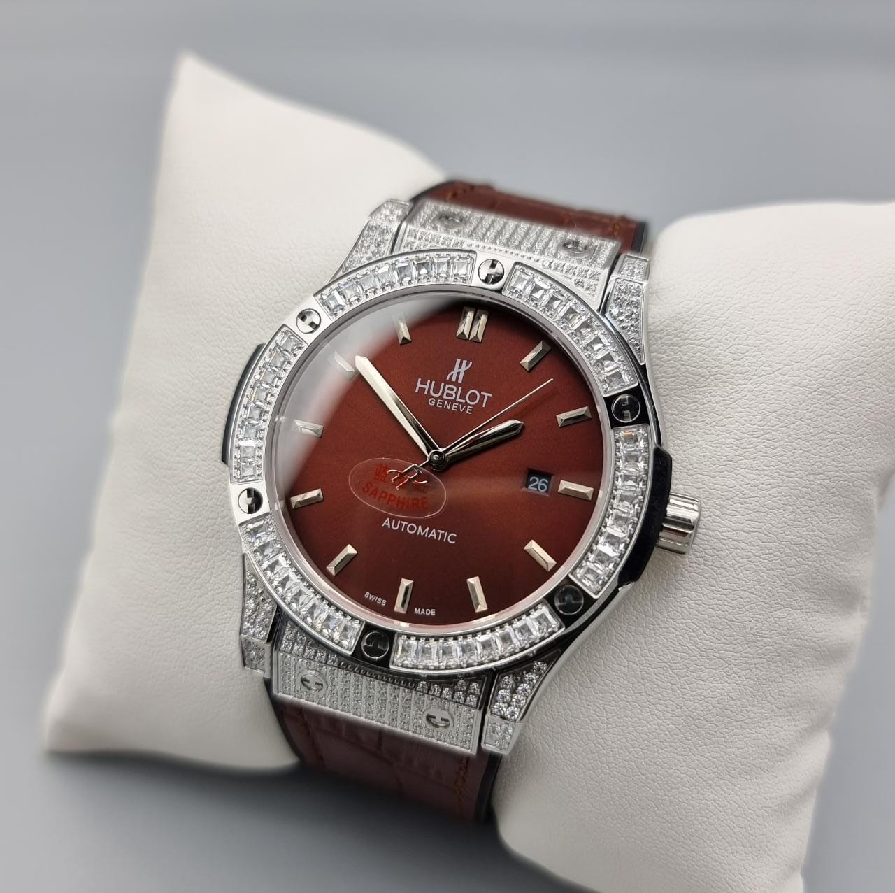 New Collection Silver Stone Case With Brown Dial Automatic Brand Watch
