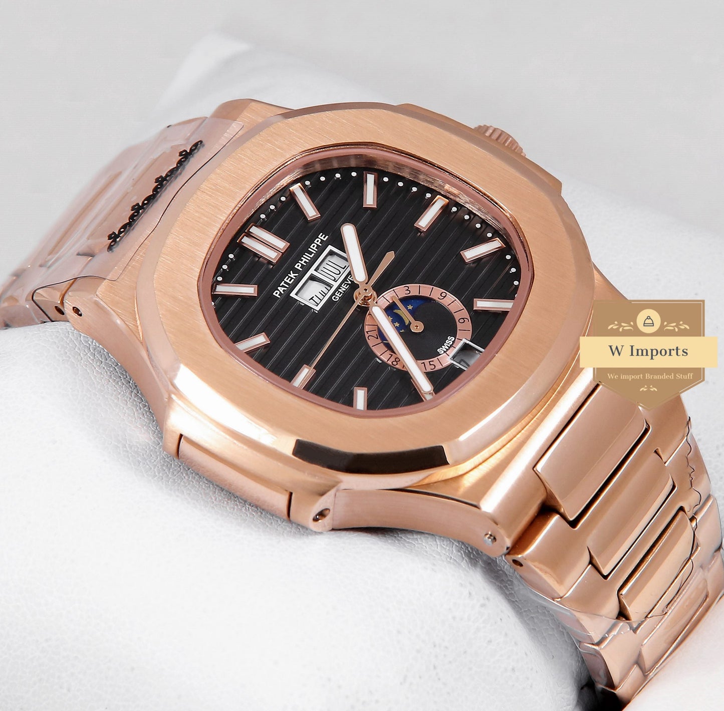 Latest Collection Moon Phase Rose Gold With Black Dial Automatic Watch