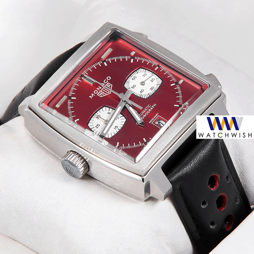 Latest Collection Silver Case With Red Dial Black Leather Strap