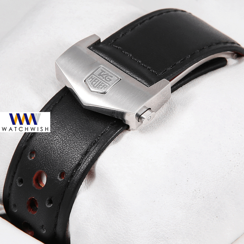 Latest Collection Silver Case With Red Dial Black Leather Strap