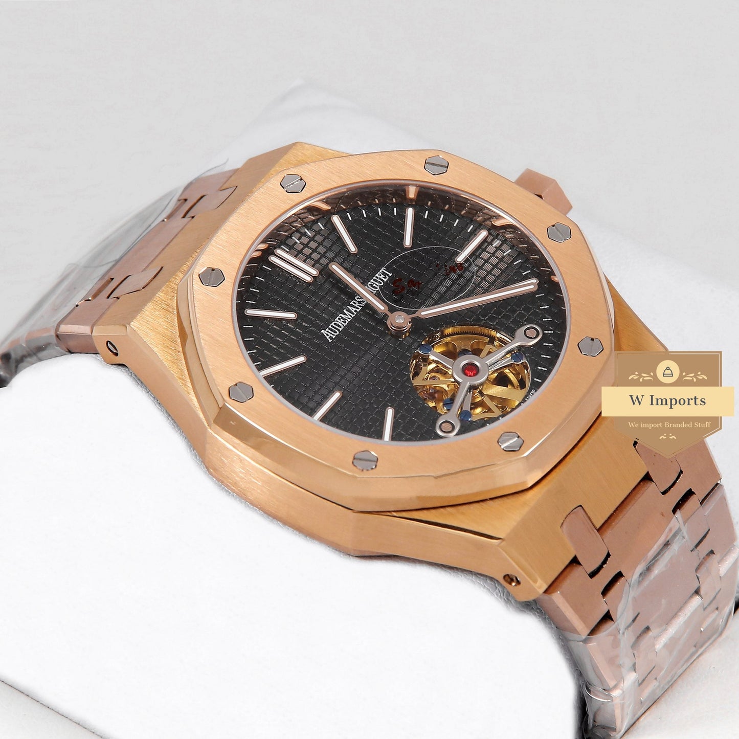 Latest Collection Tourbillon Rose Gold With Black Dial Automatic Watch