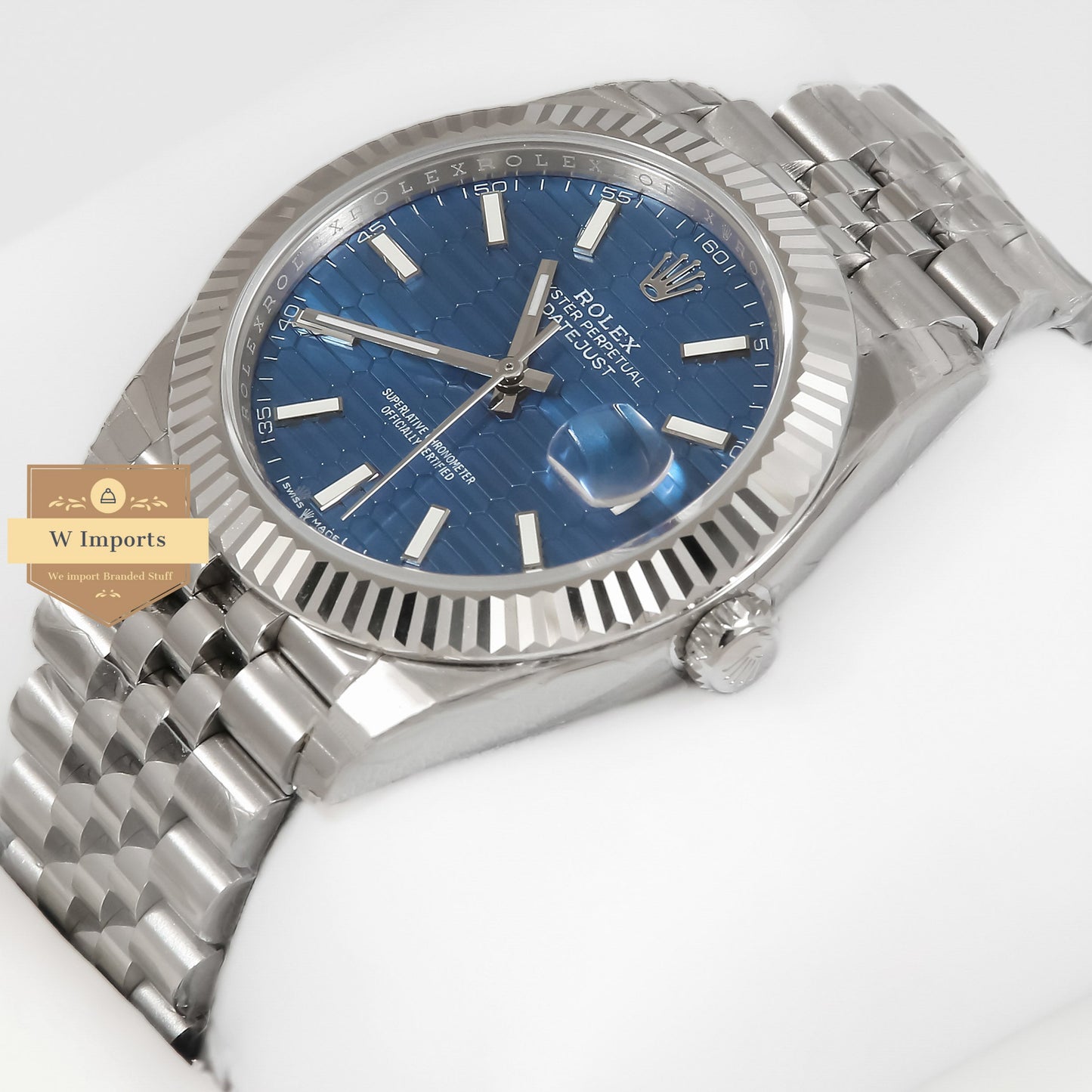 Latest Collection 41 All Silver With Blue Dial Automatic Watch EW Made