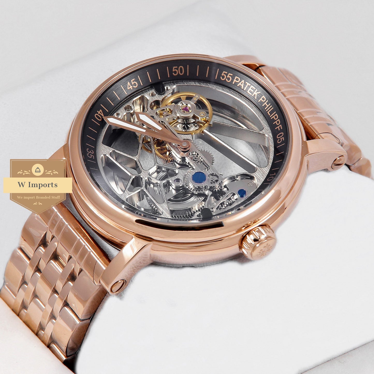 Latest Collection Rose Gold Skeleton Transparent Dial Automatic Watch