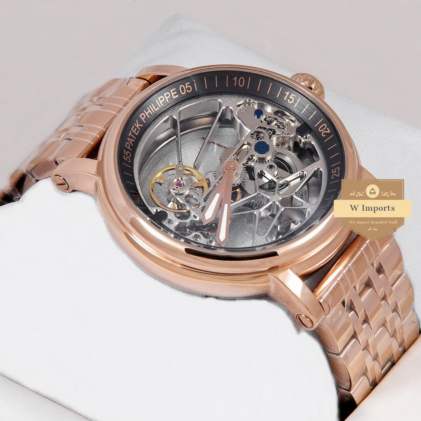 Latest Collection Rose Gold Skeleton Transparent Dial Automatic Watch