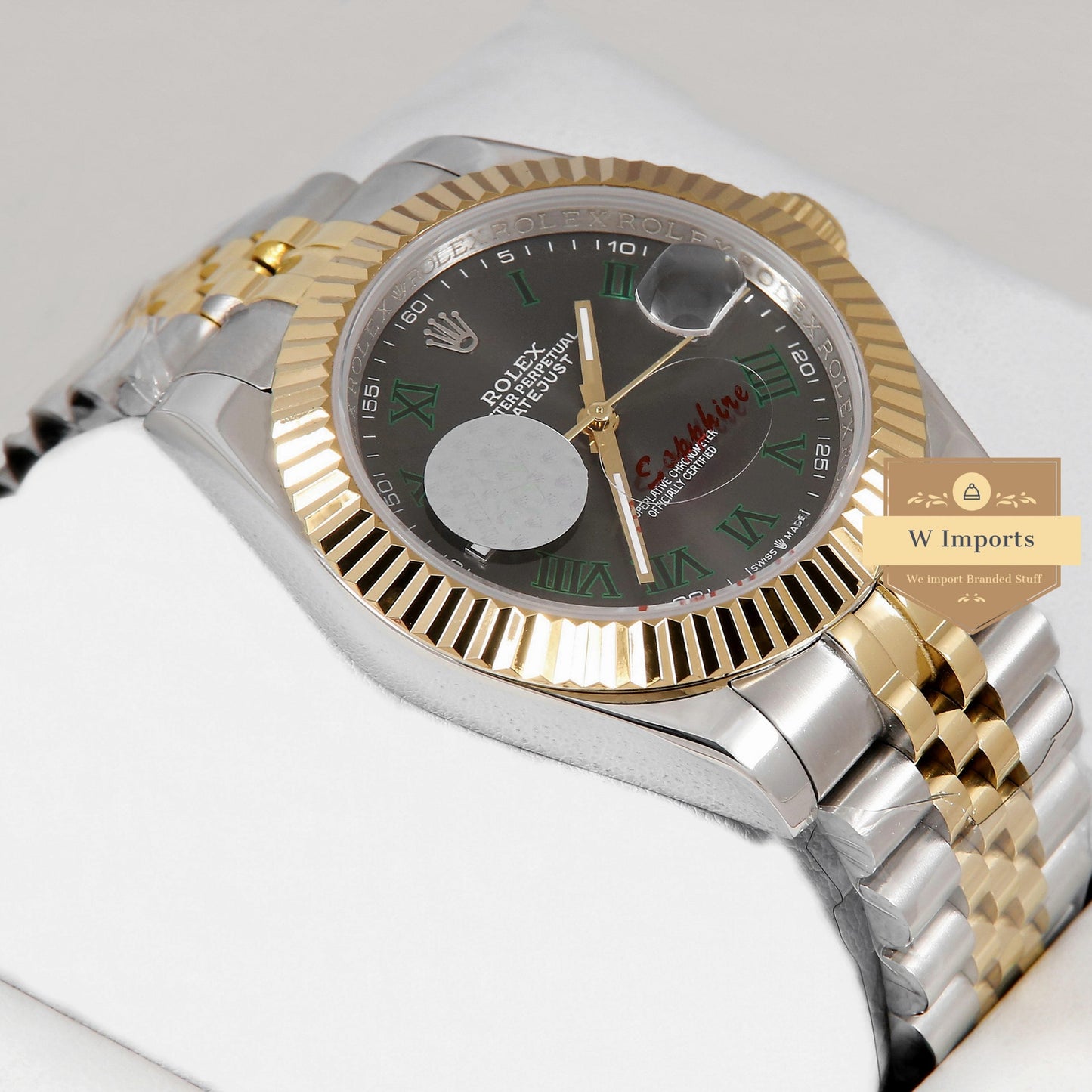 Latest Collection 41 Two Tone Yellow Gold With Grey Dial & Green Roman Index Automatic Watch ZR Factory