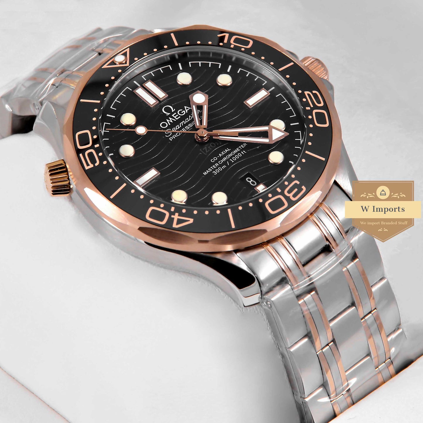 Latest Collection Master Grade Two Tone Rose Gold With Black Dial