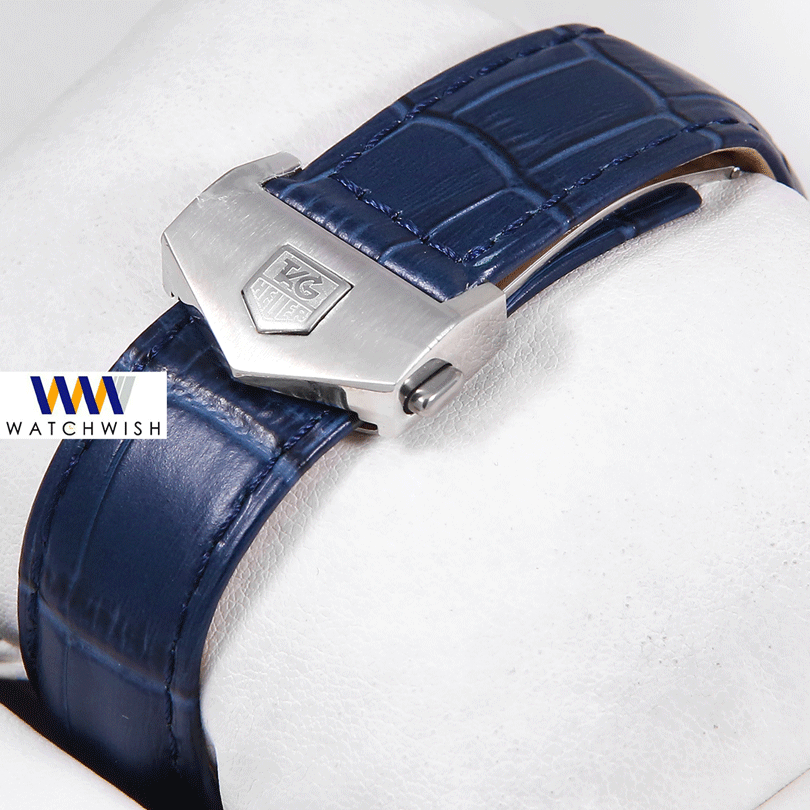 Latest Collection Chronograph Silver Case With Blue Dial & Blue Leather Strap