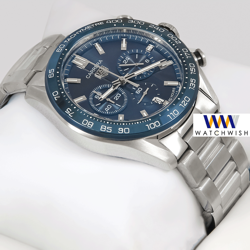 Latest Collection Chronograph Silver With Blue Dial & Bezel