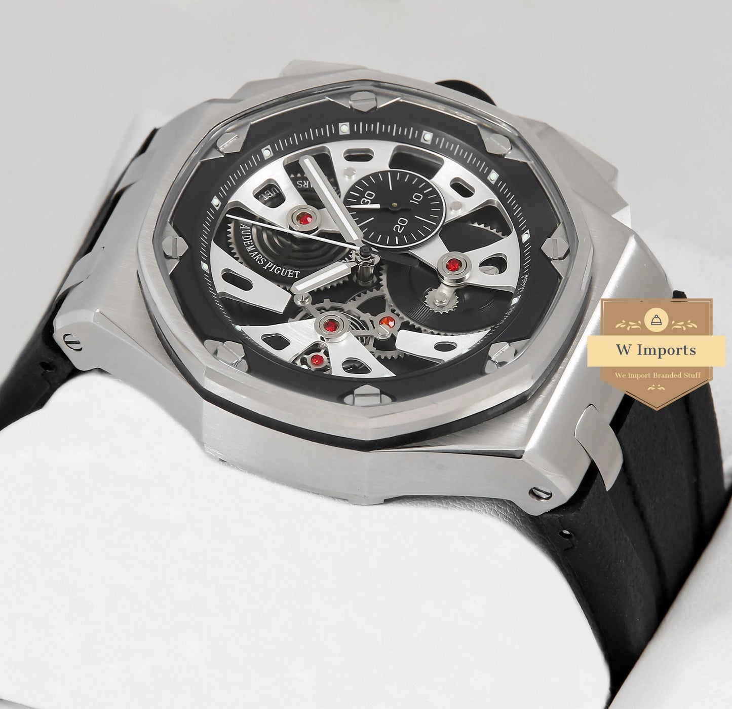 Latest Collection Chronograph Silver Case With Black Rubber Strap